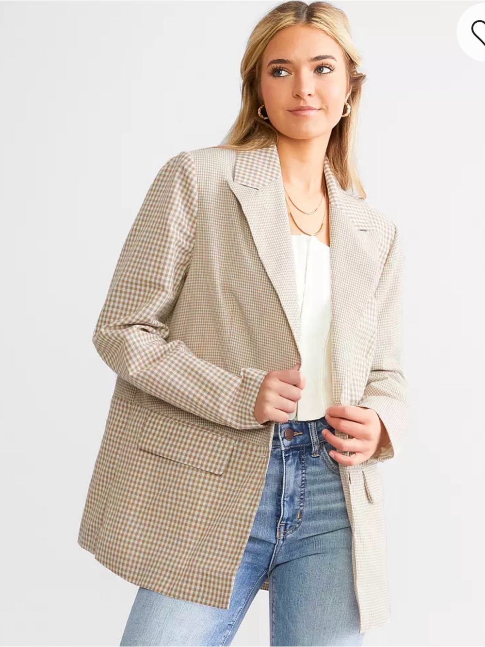 Willow Beige Checked Blazer Jacket